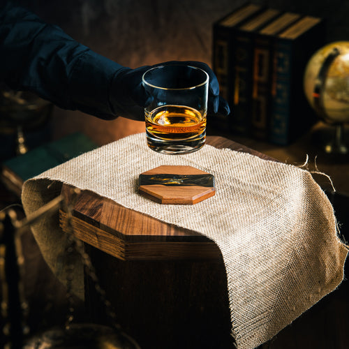 Walnut & Resin Coaster Set