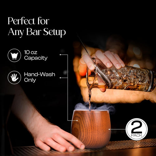 Ember Wooden Bourbon Glasses Set of 2