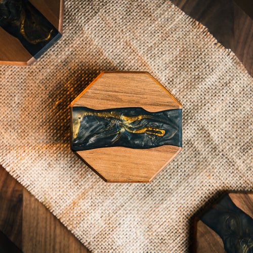 Walnut & Resin Coaster Set