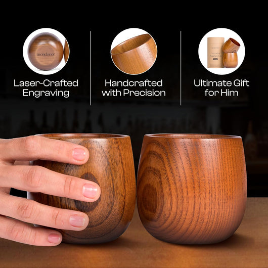 Mondano Wooden Bourbon Glasses Set of 2
